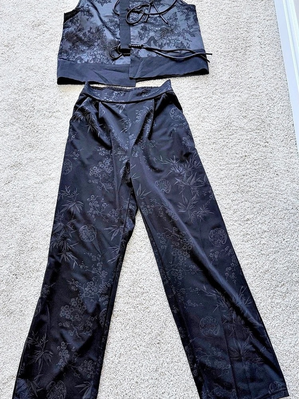 Black Floral Two-Piece Set